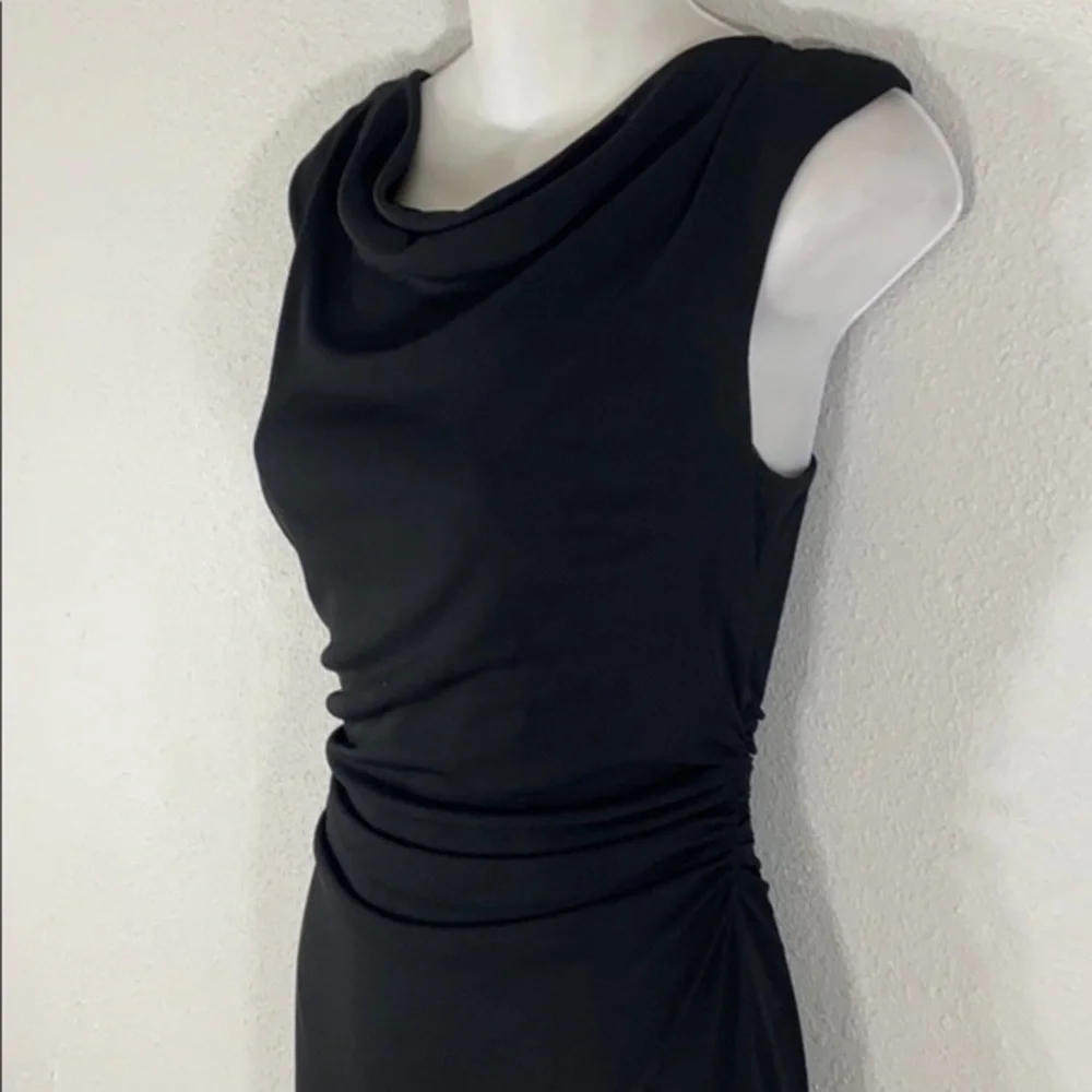 David Meister black drape neck cocktail dress V27